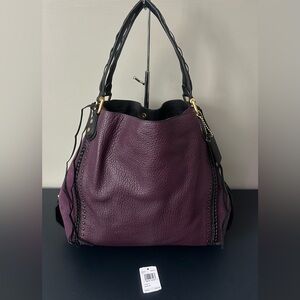 COACH EDIE 42 Plum w/Whipstitch